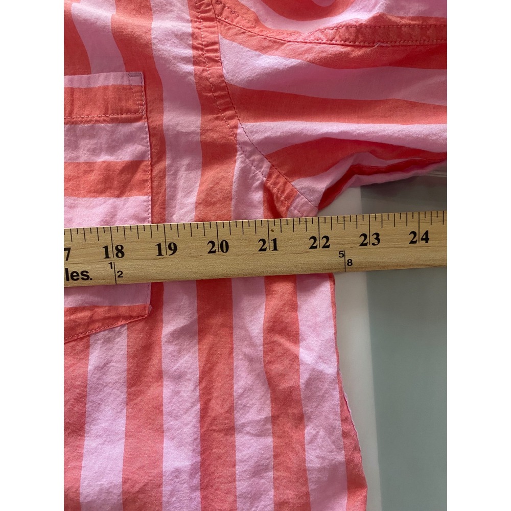 Sonoma Goods For Life Womens Large Pink Orange Striped Cotton Button Down Shirt - Picture 5 of 5